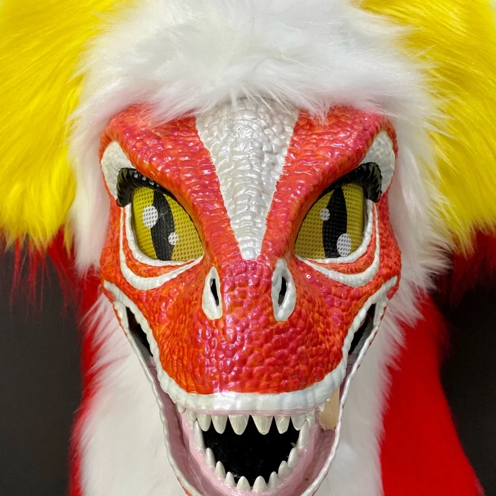 Dino Furry Mask/Fursuit Head with Nub Tail, styrofoam head and stand